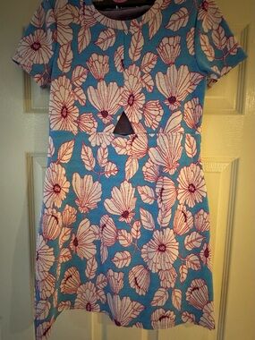 Zara Blue Floral Mini Dress with Pink & Burgundy Accents
